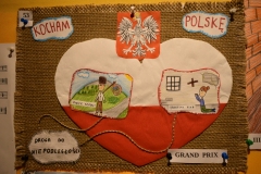Praca  Gminnego Konkursu Plastycznego pn. „Kocham Polskę – Droga do Niepodległości- Biało-czerwona Orawa”